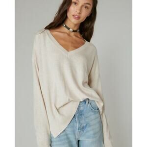Lucky Brand Cloud Soft V-Neck Sweater Straw Heather (Size L) NWOT